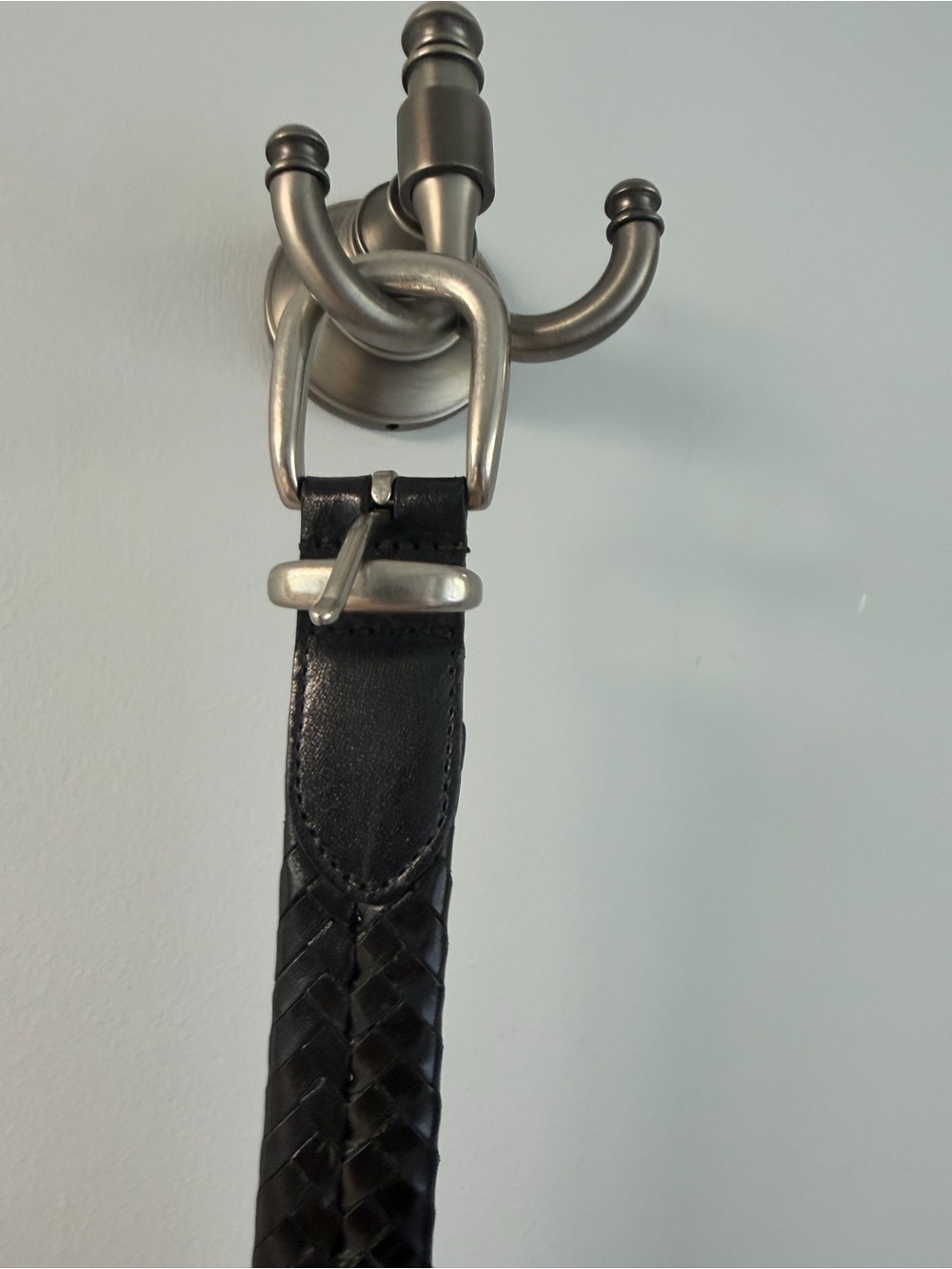 Coach Black Woven Leather Belt with Silver Buckle